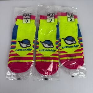 Urban Air Size 3 Grippy Trampoline Socks New Lot of 3 Pair Neon Multicolor Socks